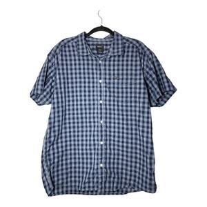 RVCA Mens Blue Plaid Shirt Button Up Sz Large Vintage Fit Short Sleeve